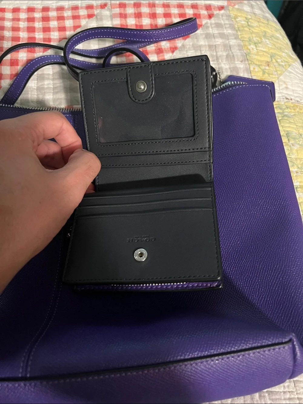 Coach Purple Leather Tote with Matching Purple Wallet